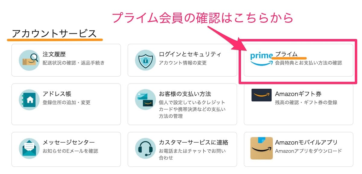 Amazonプライム会員の資格情報