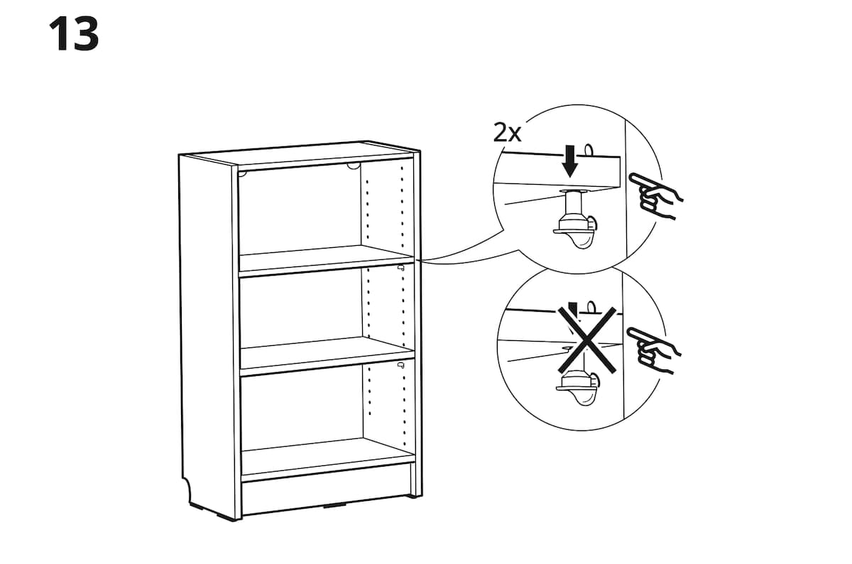 IKEAの本棚ビリーに横板を取り付ける説明書